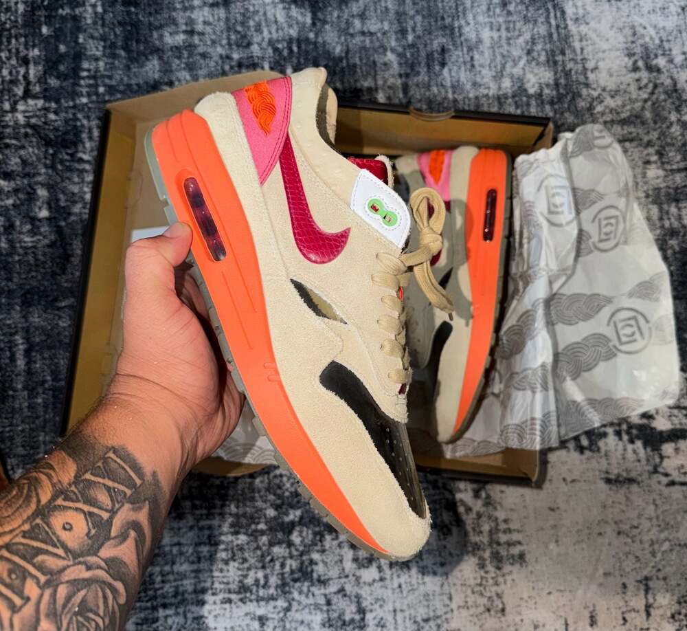 Size: 11m-Nike Air Max 1 x CLOT 'Kiss of Death' 2021 (DD1870-100)